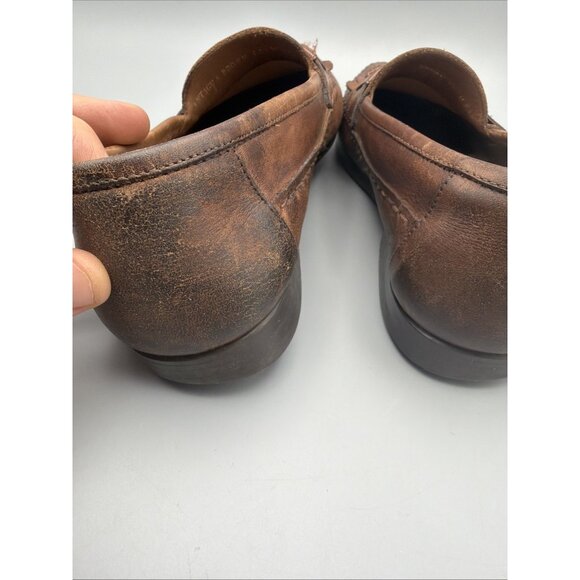 Giorgio Brutini Shoes Mens 10 1/2 Brown Leather Loafers Kiltie Tassel Woven Moc - Picture 5 of 8
